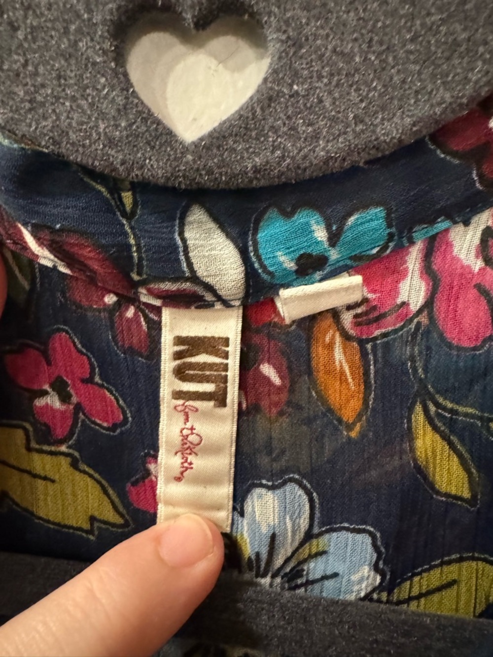 Kut from the Kloth Navy Sheer Floral Button-Up Blouse - Multicolor Flowers - Picture 5 of 7